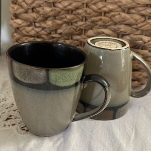 Sango Elements Black 4500 Ceramic Mugs Set of 2